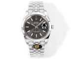 Rolex Datejust 3235 Movement 41mm 904L Steel Grey Face Index Jubilee Band Watch